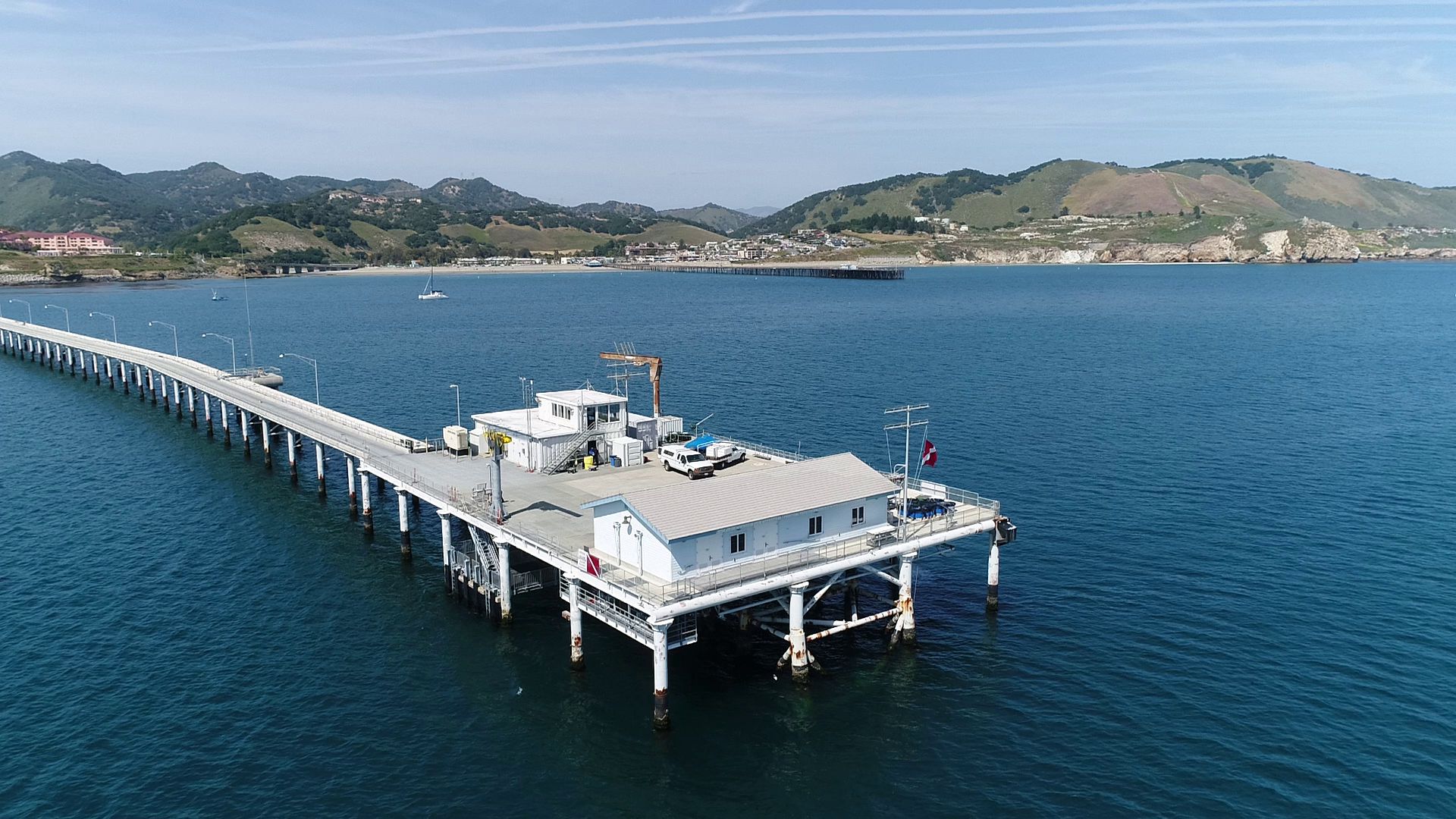 Aerial view of the Cal Poly Pier coastal research site